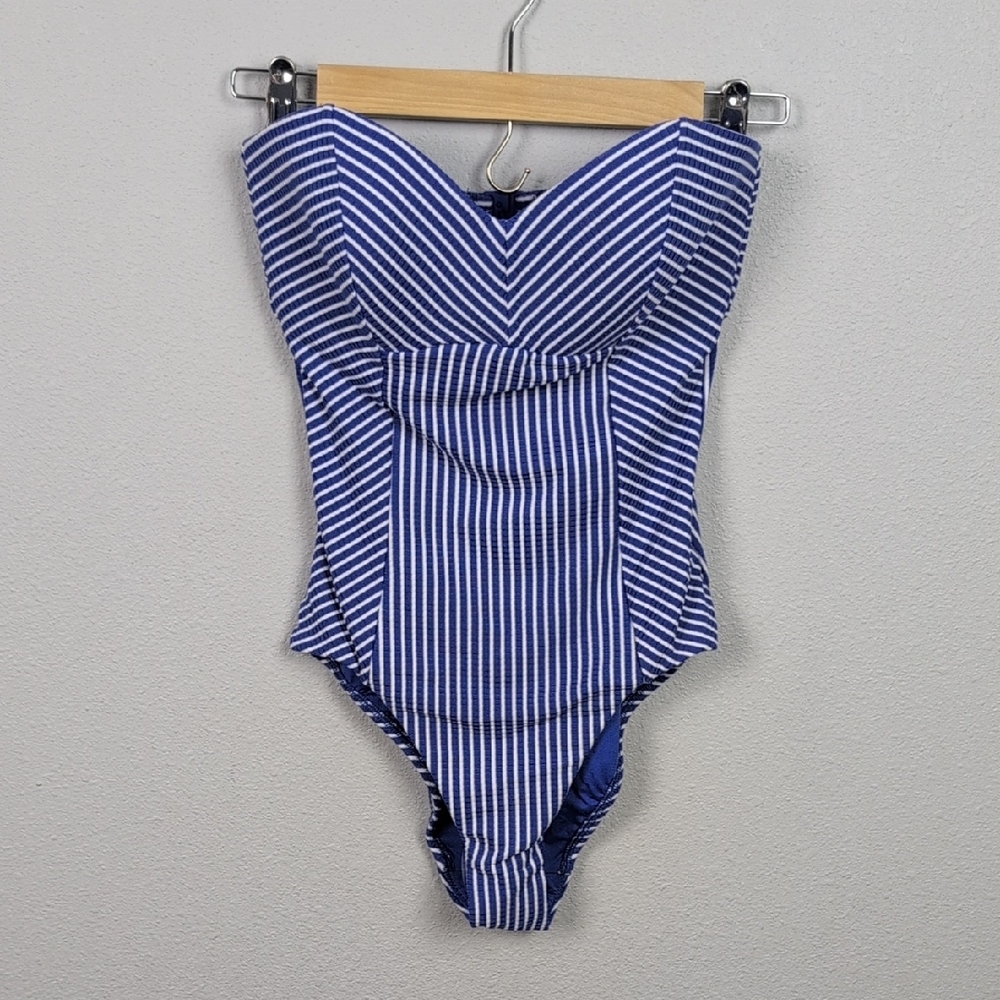 Seafolly Blue and White Striped One Piece Swimsuit